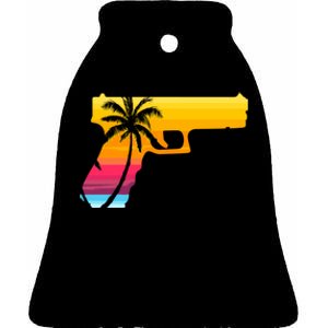 Tropical Gun Lover Firearm Beach Cute Hawaiian Gift Aloha Ceramic Bell Ornament