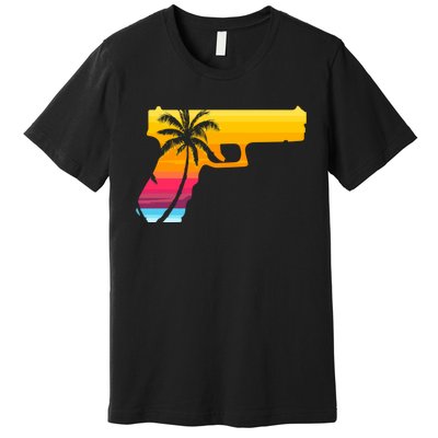 Tropical Gun Lover Firearm Beach Cute Hawaiian Gift Aloha Premium T-Shirt