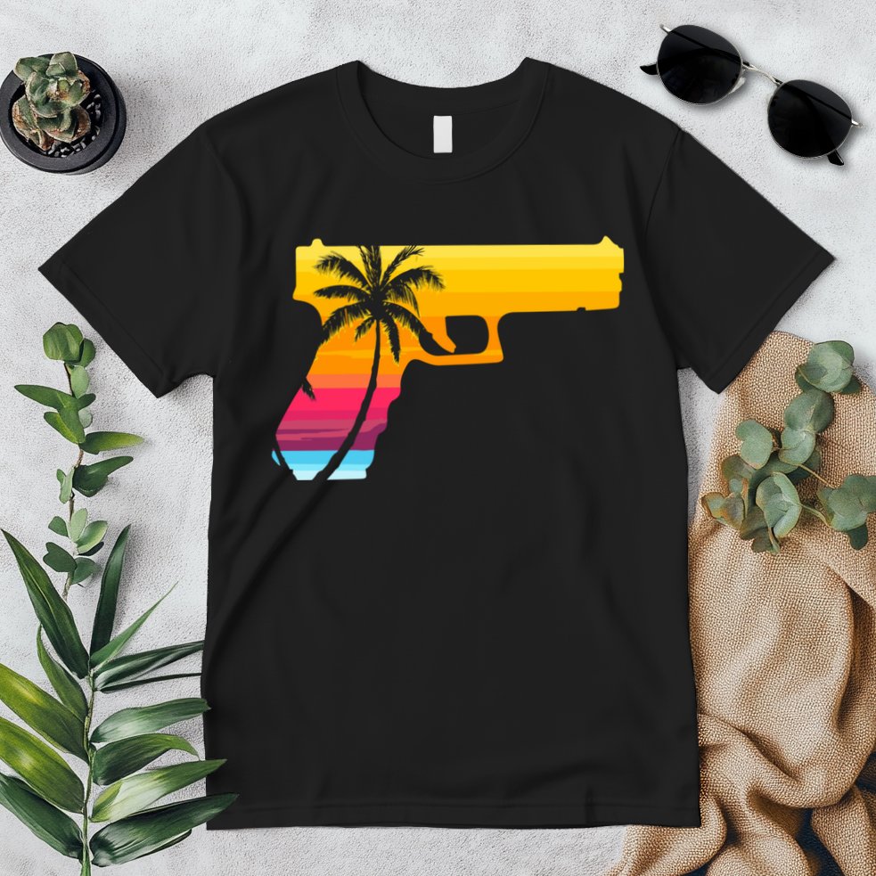 Tropical Gun Lover Firearm Beach Cute Hawaiian Gift Aloha Premium T-Shirt