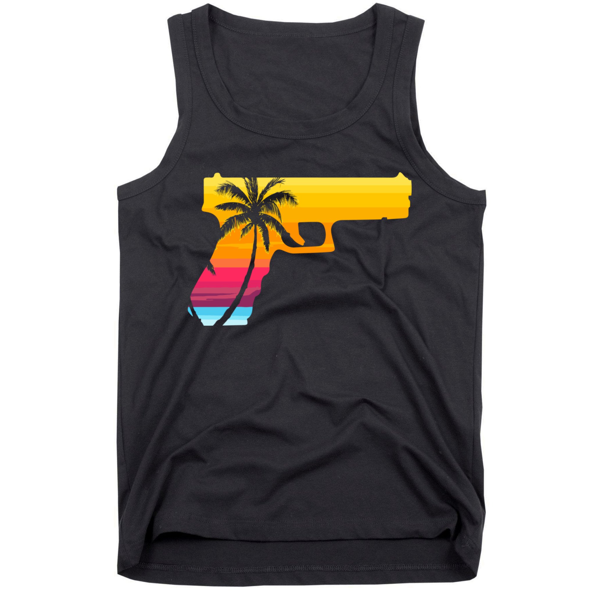 Tropical Gun Lover Firearm Beach Cute Hawaiian Gift Aloha Tank Top