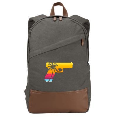 Tropical Gun Lover Firearm Beach Cute Hawaiian Gift Aloha Cotton Canvas Backpack