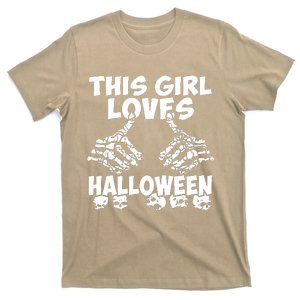 This Girl Lovers Halloween Satan Scare Black White Skeleton T-Shirt