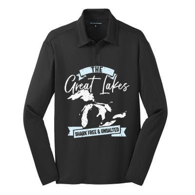 The Great Lakes Michigan Great Lakes Tourist Silk Touch Performance Long Sleeve Polo