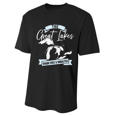 The Great Lakes Michigan Great Lakes Tourist Performance Sprint T-Shirt