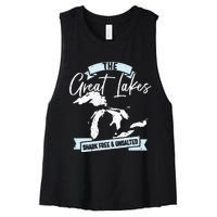 The Great Lakes Michigan Great Lakes Tourist Women's Racerback Cropped Tank