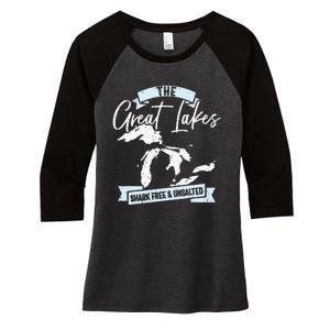 The Great Lakes Michigan Great Lakes Tourist Women's Tri-Blend 3/4-Sleeve Raglan Shirt