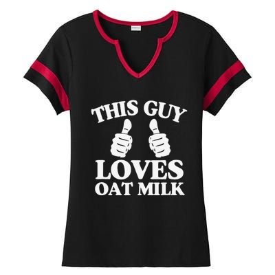 This Guy Loves Oat Milk Plant Based Vegan Barista Ladies Halftime Notch Neck Tee