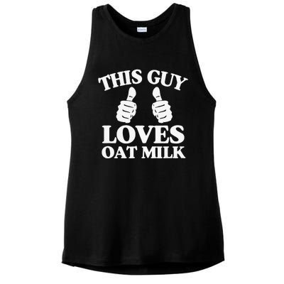 This Guy Loves Oat Milk Plant Based Vegan Barista Ladies PosiCharge Tri-Blend Wicking Tank