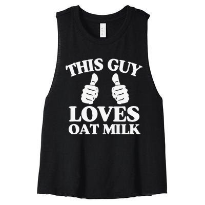 This Guy Loves Oat Milk Plant Based Vegan Barista Women's Racerback Cropped Tank