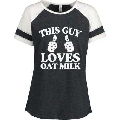 This Guy Loves Oat Milk Plant Based Vegan Barista Enza Ladies Jersey Colorblock Tee