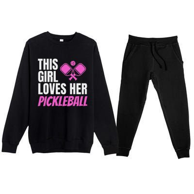 This Girl Loves Her Pickleball Premium Crewneck Sweatsuit Set