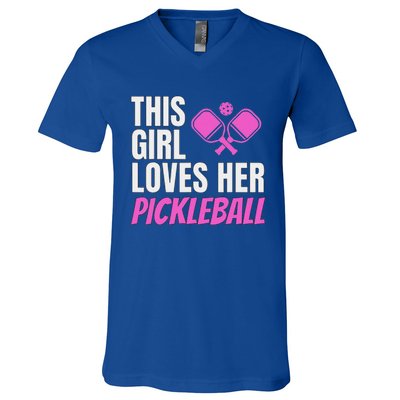 This Girl Loves Her Pickleball V-Neck T-Shirt