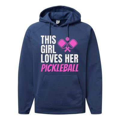 This Girl Loves Her Pickleball Performance Fleece Hoodie