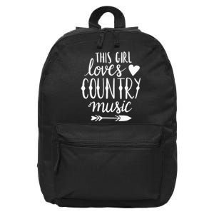 This Girl Loves Country Music Country Music Lover Gift 16 in Basic Backpack