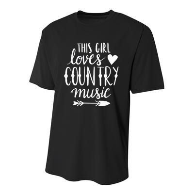 This Girl Loves Country Music Country Music Lover Gift Youth Performance Sprint T-Shirt