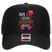 This Girl Loves Country Music Western Hat Musician Guitar High Crown Mesh Back Trucker Hat