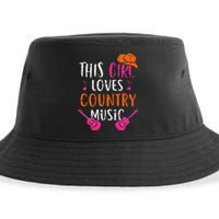 This Girl Loves Country Music Western Hat Musician Guitar Sustainable Bucket Hat