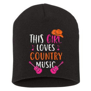 This Girl Loves Country Music Western Hat Musician Guitar Short Acrylic Beanie