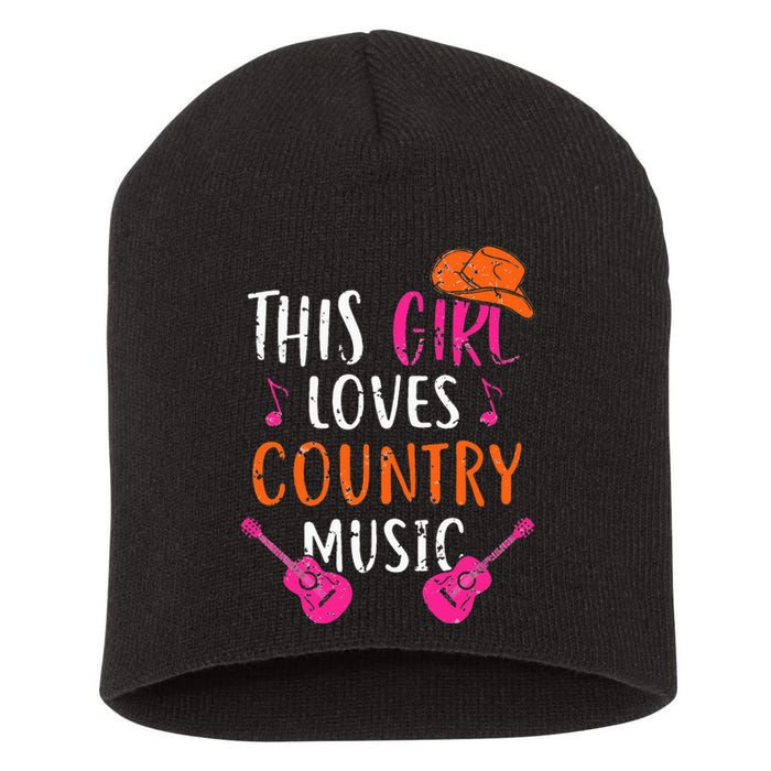 This Girl Loves Country Music Western Hat Musician Guitar Short Acrylic Beanie