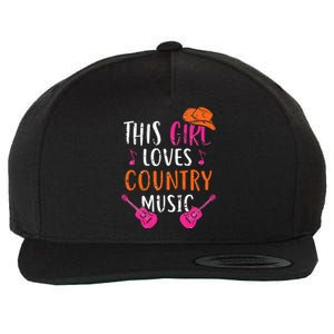 This Girl Loves Country Music Western Hat Musician Guitar Wool Snapback Cap