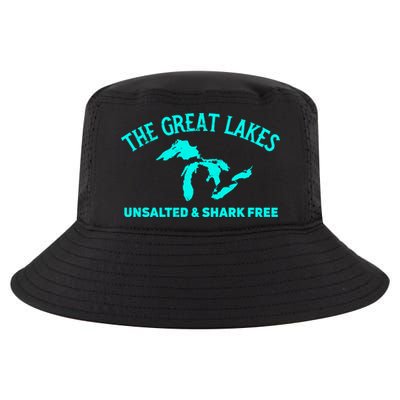 The Great Lakes Unsalted And Shark Free Michigan Gift Vintage Gift Cool Comfort Performance Bucket Hat