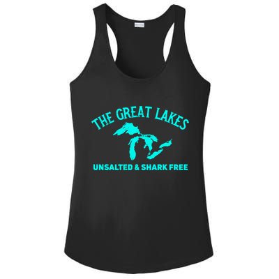 The Great Lakes Unsalted And Shark Free Michigan Gift Vintage Gift Ladies PosiCharge Competitor Racerback Tank