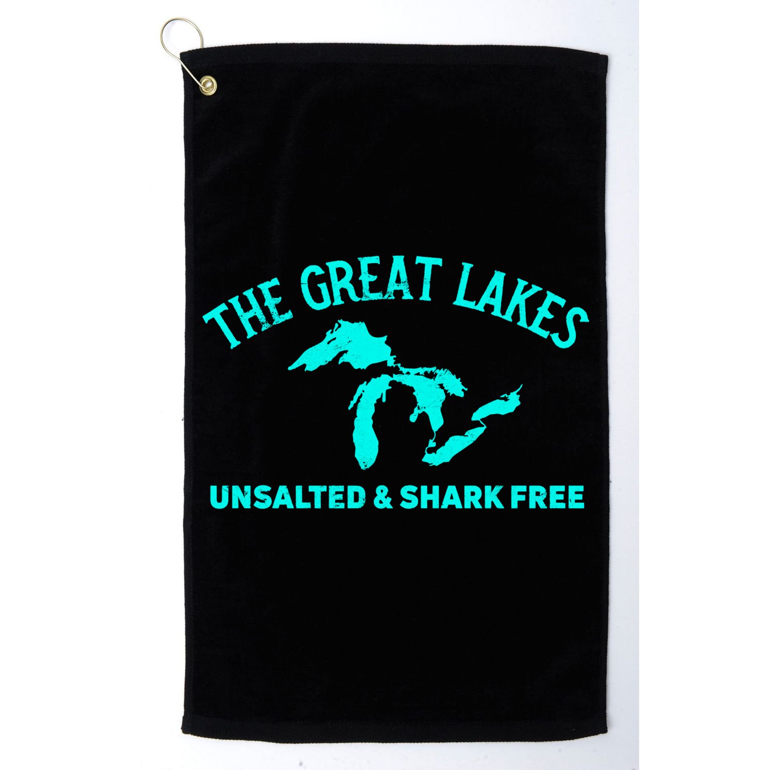 The Great Lakes Unsalted And Shark Free Michigan Gift Vintage Gift Golf Towel