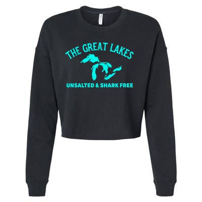 The Great Lakes Unsalted And Shark Free Michigan Gift Vintage Gift Cropped Pullover Crew