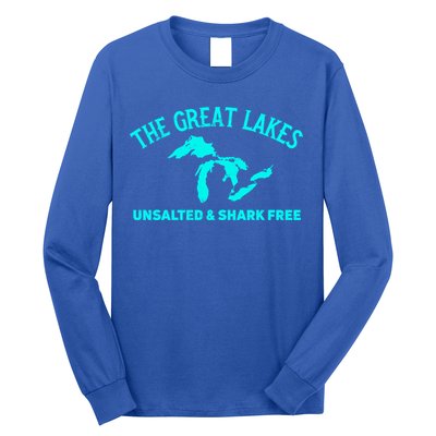 The Great Lakes Unsalted And Shark Free Michigan Gift Vintage Gift Long Sleeve Shirt