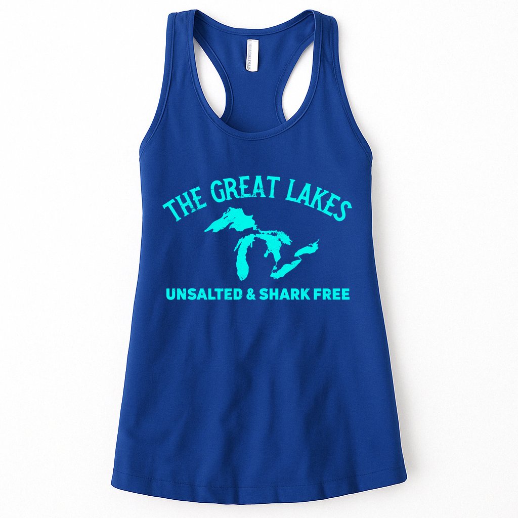 The Great Lakes Unsalted And Shark Free Michigan Gift Vintage Gift Womens Tank Top