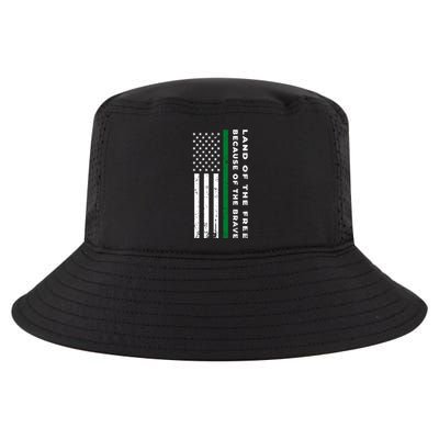 Thin Green Line Land Of The Free Because Of The Brave Gift Cool Comfort Performance Bucket Hat