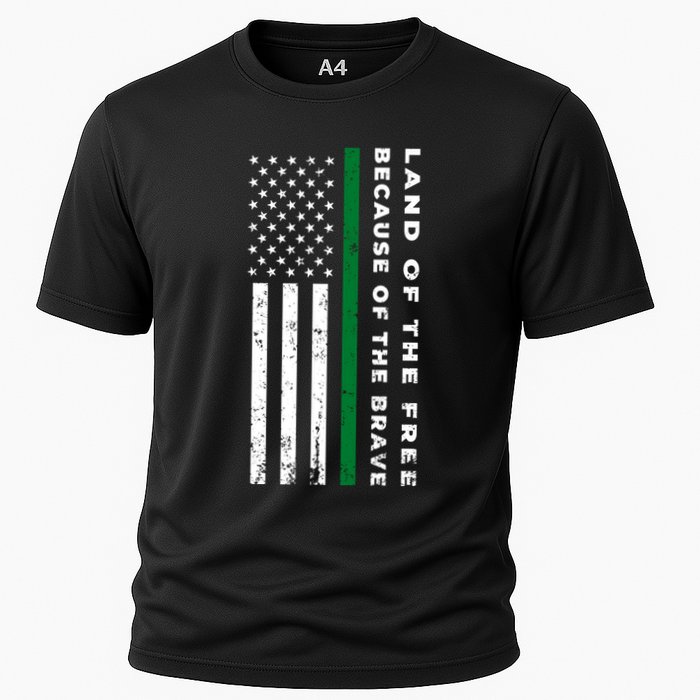 Thin Green Line Land Of The Free Because Of The Brave Gift Cooling Performance Crew T-Shirt