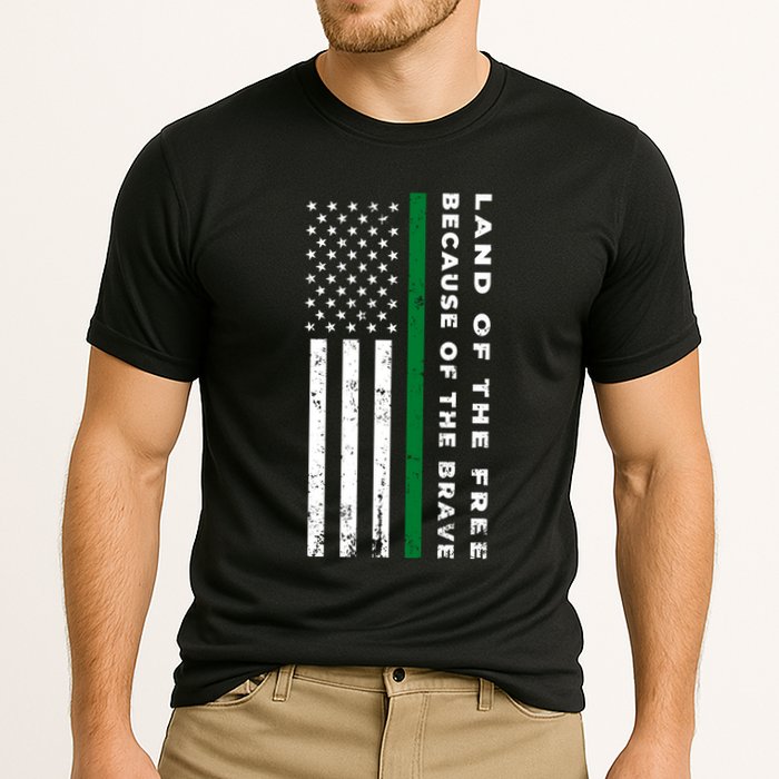 Thin Green Line Land Of The Free Because Of The Brave Gift Cooling Performance Crew T-Shirt
