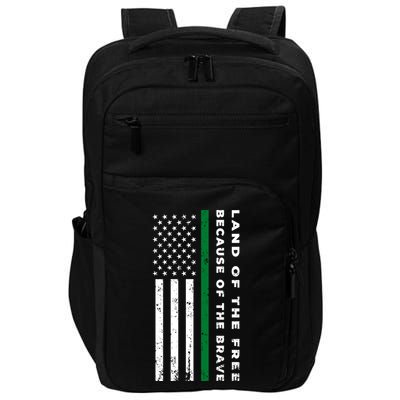 Thin Green Line Land Of The Free Because Of The Brave Gift Impact Tech Backpack