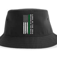 Thin Green Line Land Of The Free Because Of The Brave Gift Sustainable Bucket Hat