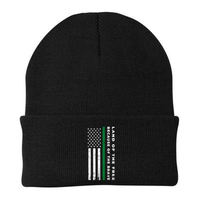 Thin Green Line Land Of The Free Because Of The Brave Gift Beanie