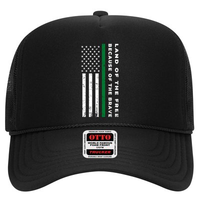 Thin Green Line Land Of The Free Because Of The Brave Gift Trucker Hat