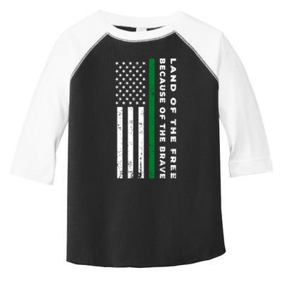 Thin Green Line Land Of The Free Because Of The Brave Gift Toddler Fine Jersey T-Shirt