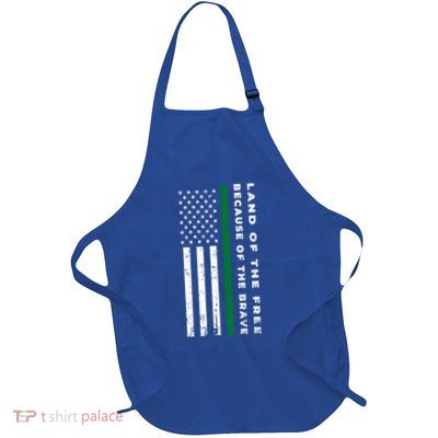 Thin Green Line Land Of The Free Because Of The Brave Gift Apron