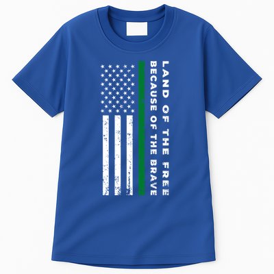 Thin Green Line Land Of The Free Because Of The Brave Gift Tall T-Shirt
