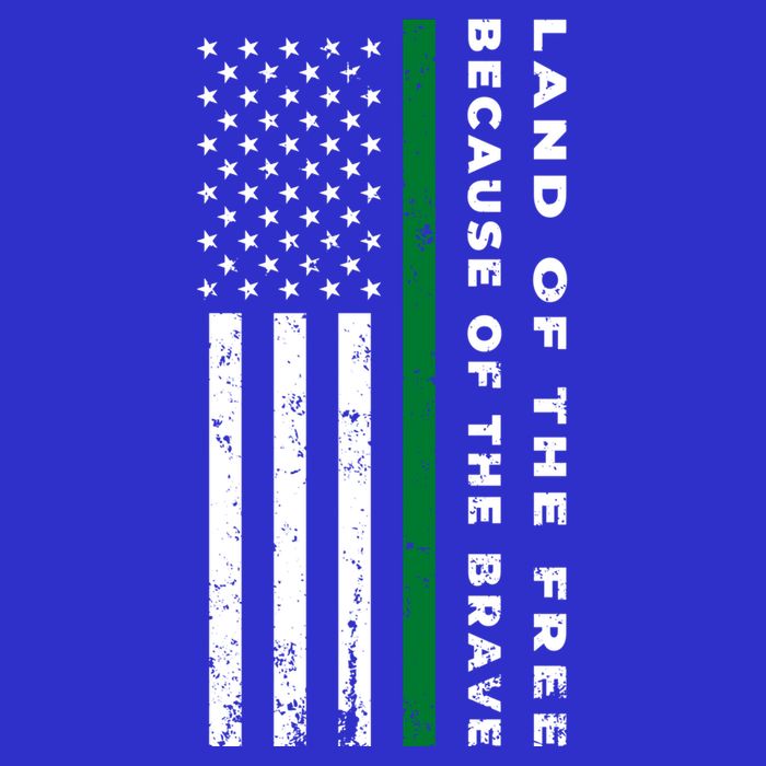 Thin Green Line Land Of The Free Because Of The Brave Gift Button