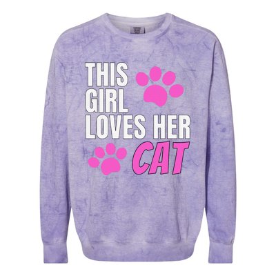 This Girl Loves Her Cat Colorblast Crewneck Sweatshirt