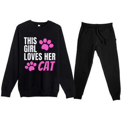 This Girl Loves Her Cat Premium Crewneck Sweatsuit Set