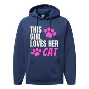 This Girl Loves Her Cat Performance Fleece Hoodie