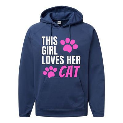 This Girl Loves Her Cat Performance Fleece Hoodie