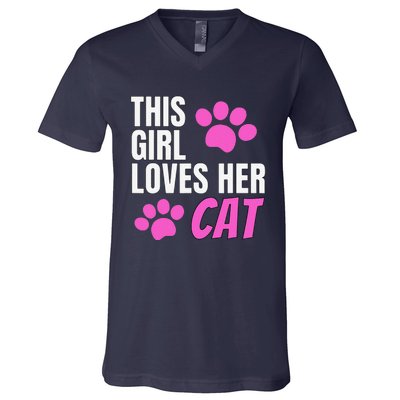 This Girl Loves Her Cat V-Neck T-Shirt