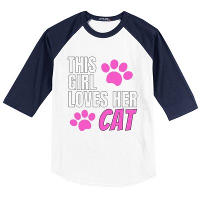 This Girl Loves Her Cat Baseball Sleeve Shirt