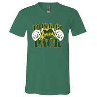 This Girl Loves The Pack Green Bay Packers V-Neck T-Shirt