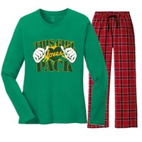 This Girl Loves The Pack Green Bay Packers Women's Long Sleeve Flannel Pajama Set 