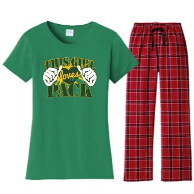 This Girl Loves The Pack Green Bay Packers Women's Flannel Pajama Set